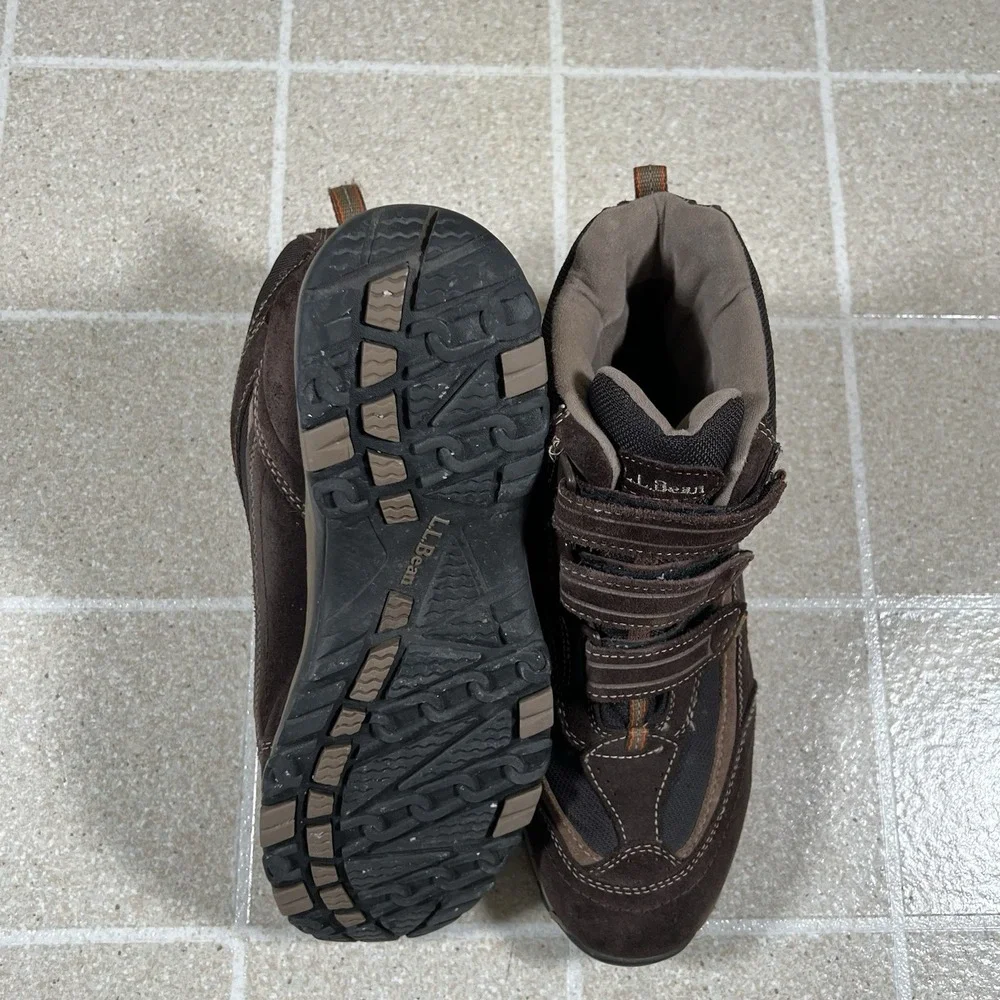LL Bean Tek2.5 Mens Sz 11.5 Hiking Snow Boots Brown Suede Trio Straps Primaloft